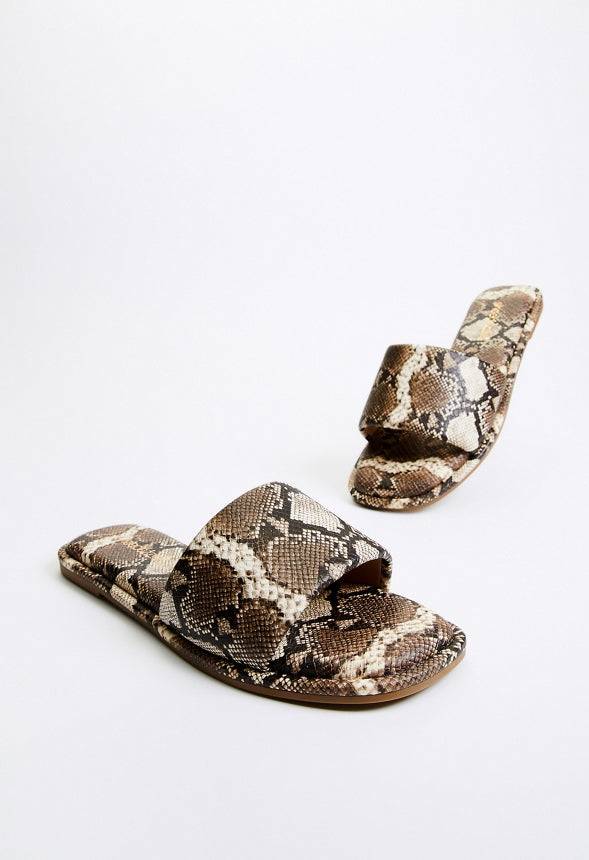 Halle Flat Slide Sandal Brown Multi