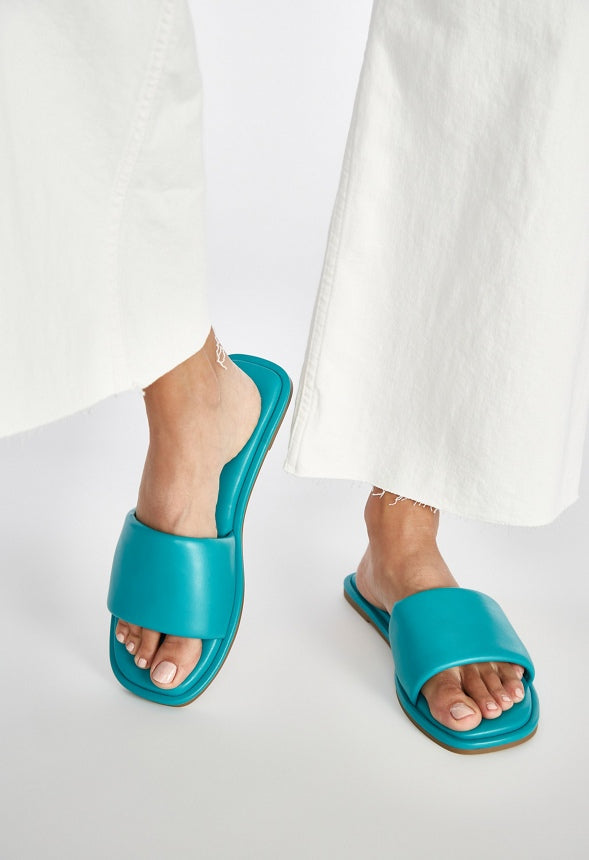 Halle Flat Slide Sandal Tropical Green