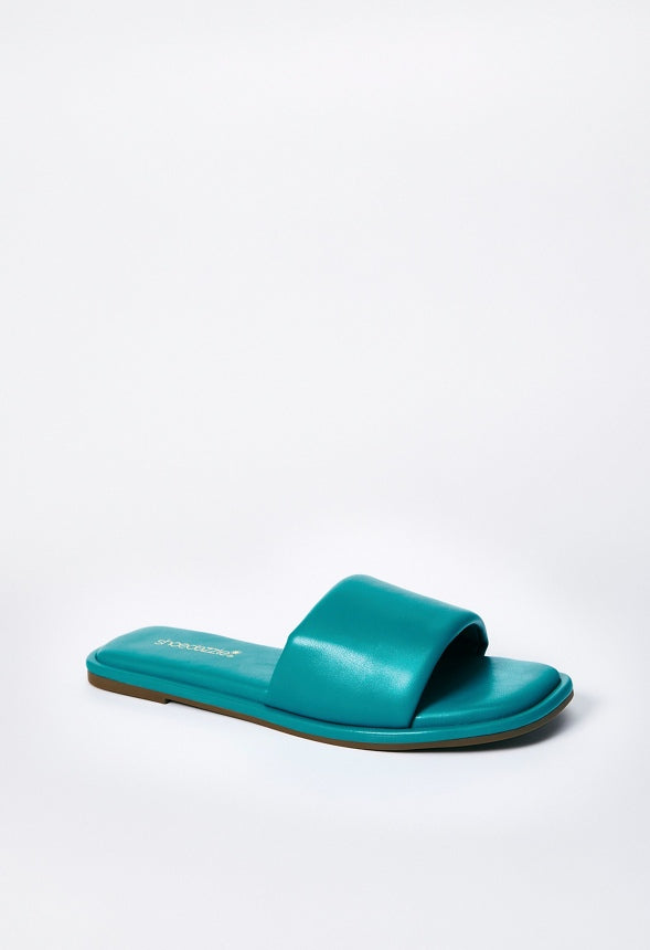 Halle Flat Slide Sandal Tropical Green