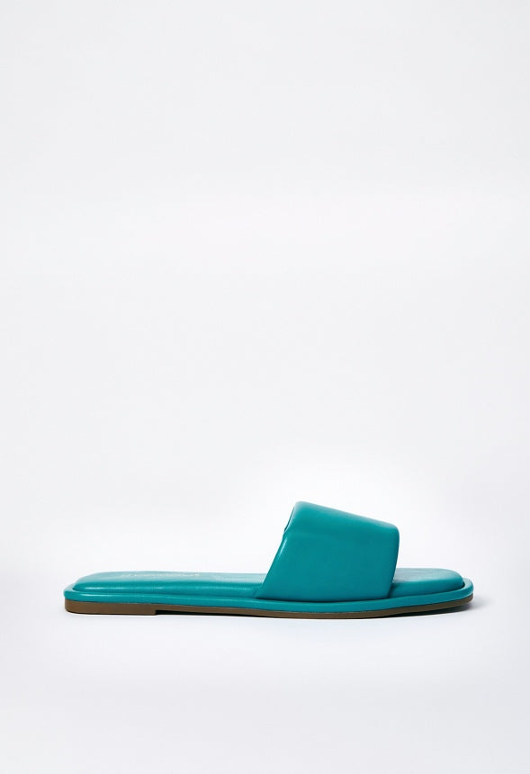 Halle Flat Slide Sandal Tropical Green