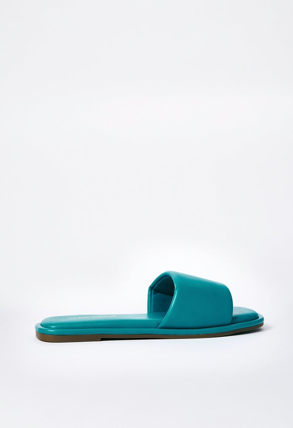 Halle Flat Slide Sandal Tropical Green