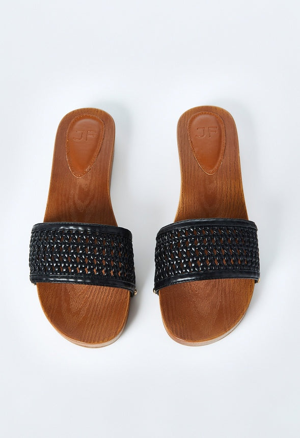 Raya Flat Slide Sandal Black