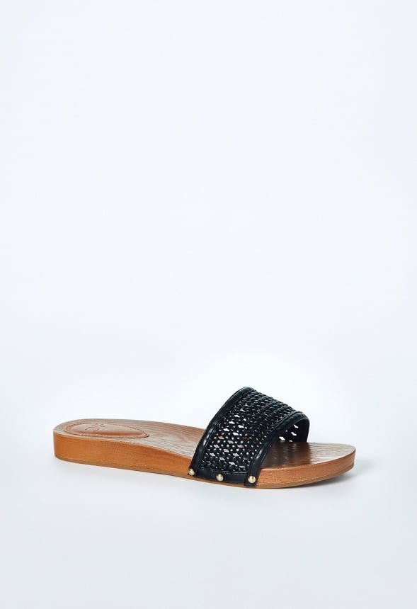 Raya Flat Slide Sandal Black