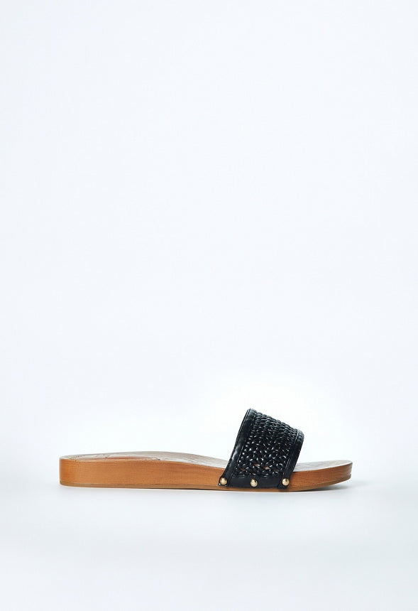 Raya Flat Slide Sandal Black