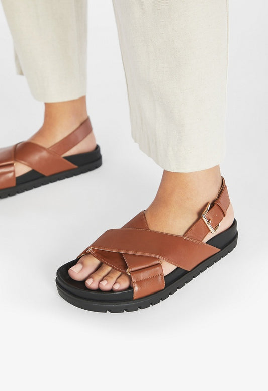 Fatima Flat Sandal Leather Brown