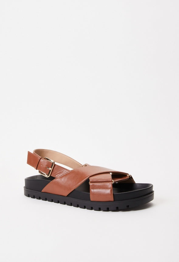 Fatima Flat Sandal Leather Brown