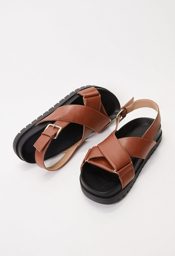Fatima Flat Sandal Leather Brown