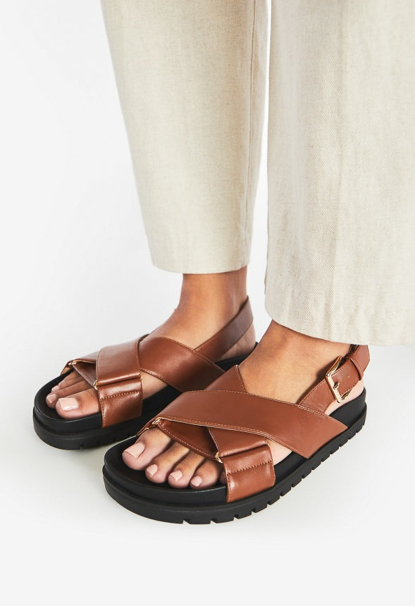 Fatima Flat Sandal Leather Brown