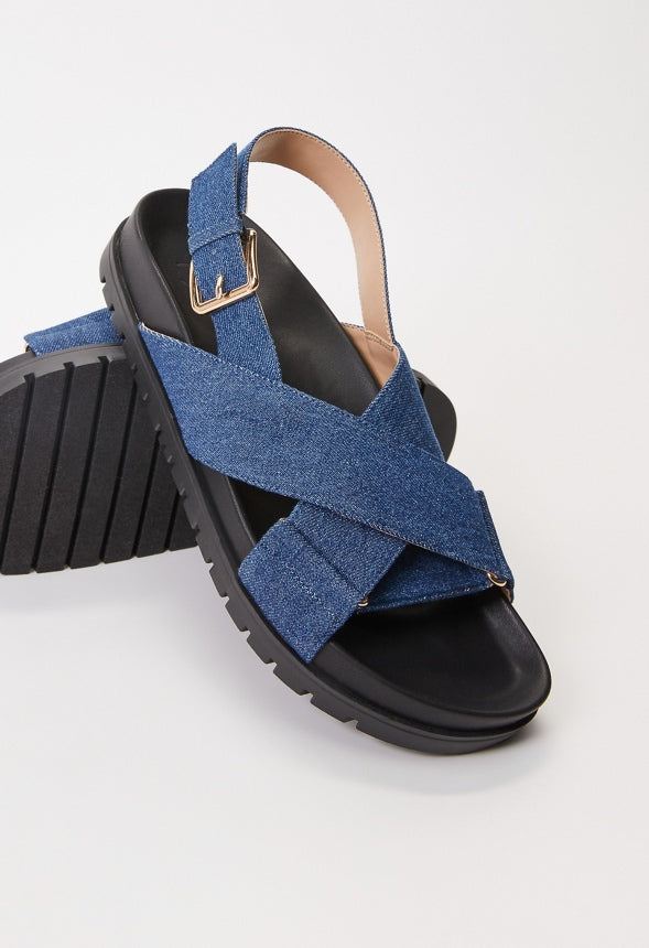 Fatima Flat Sandal Dark Denim
