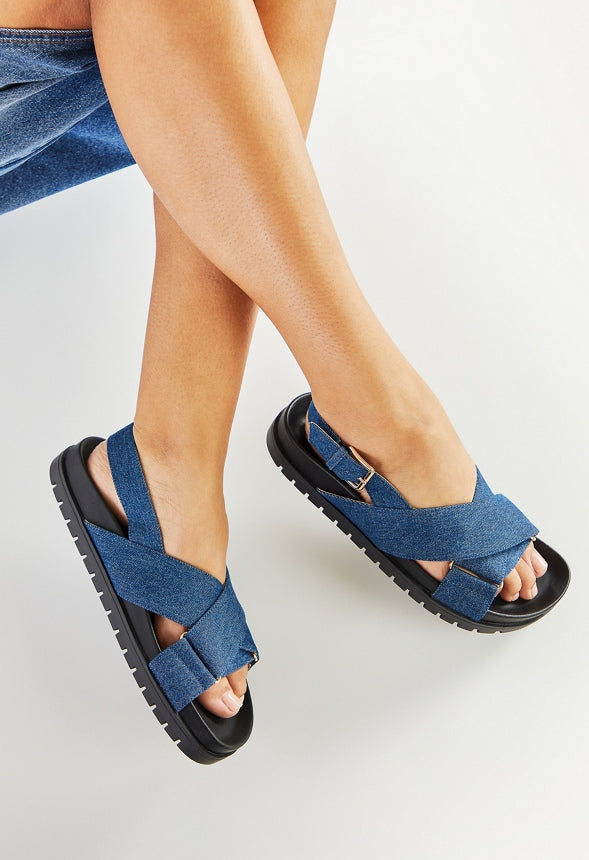Fatima Flat Sandal Dark Denim