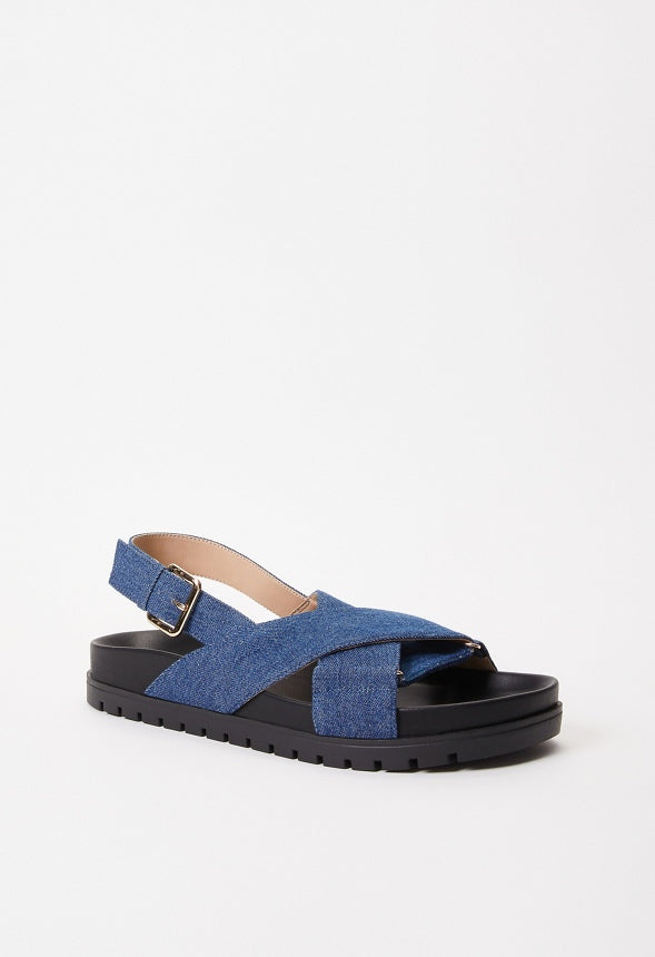 Fatima Flat Sandal Dark Denim