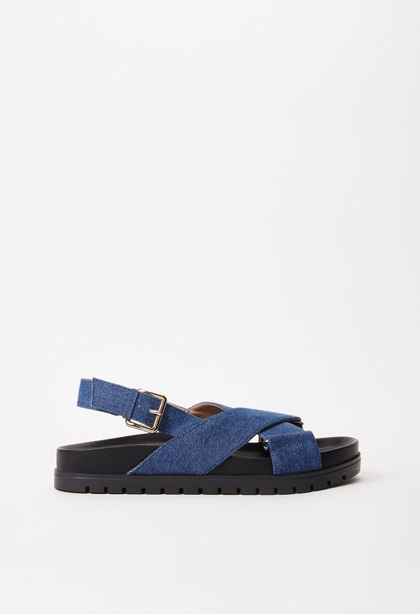 Fatima Flat Sandal Dark Denim