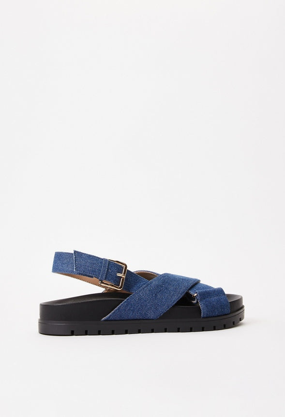 Fatima Flat Sandal Dark Denim