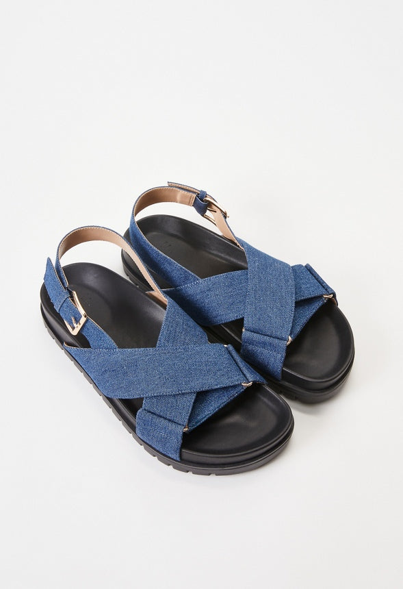Fatima Flat Sandal Dark Denim