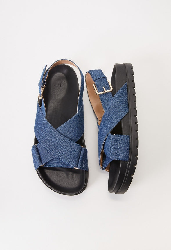 Fatima Flat Sandal Dark Denim