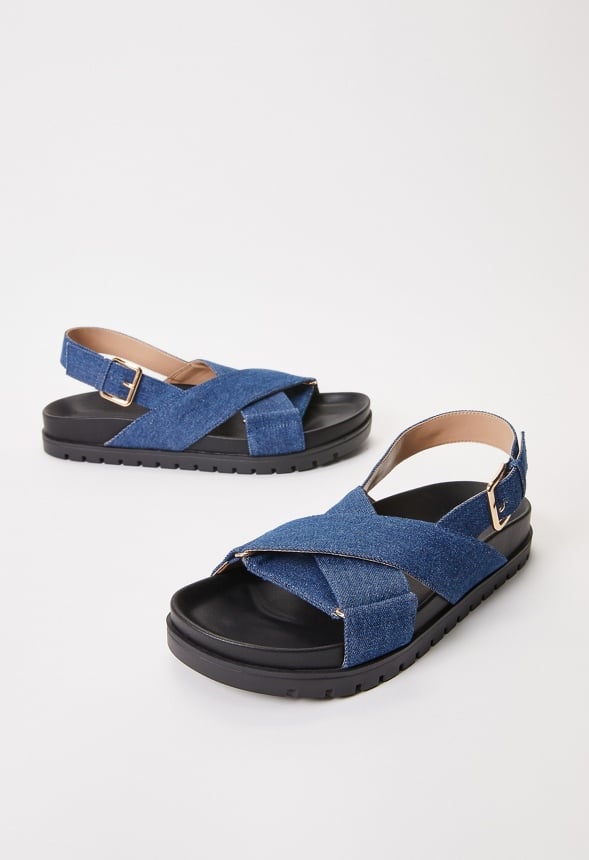 Fatima Flat Sandal Dark Denim