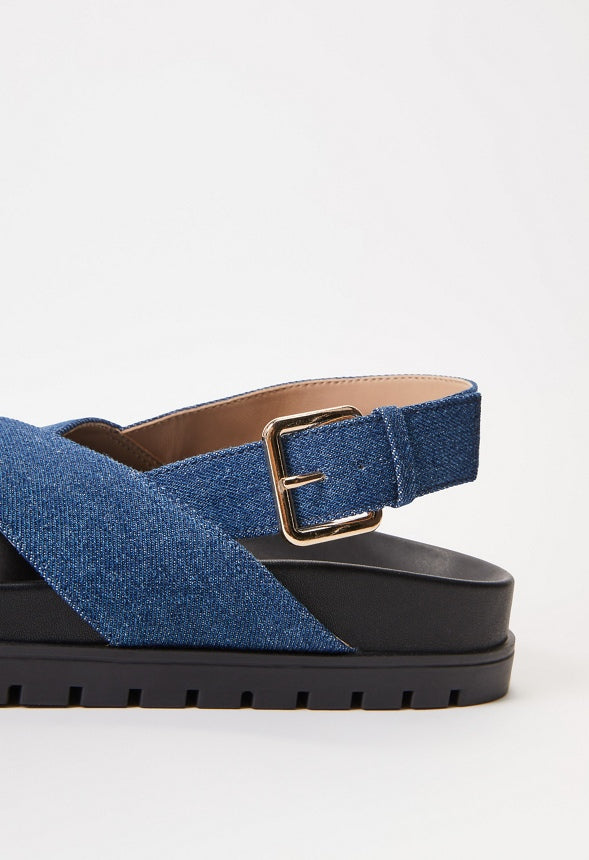 Fatima Flat Sandal Dark Denim