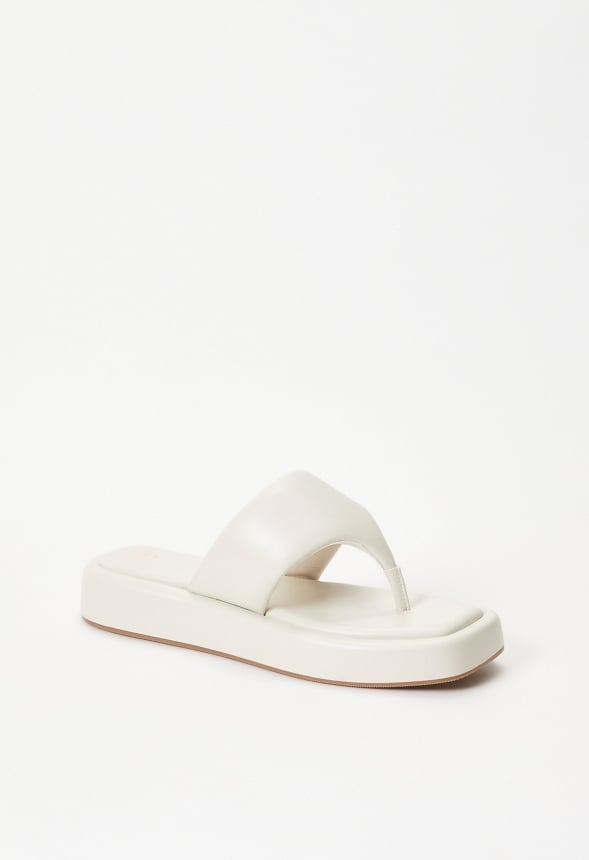 Lola Flat Thong Sandal Birch White