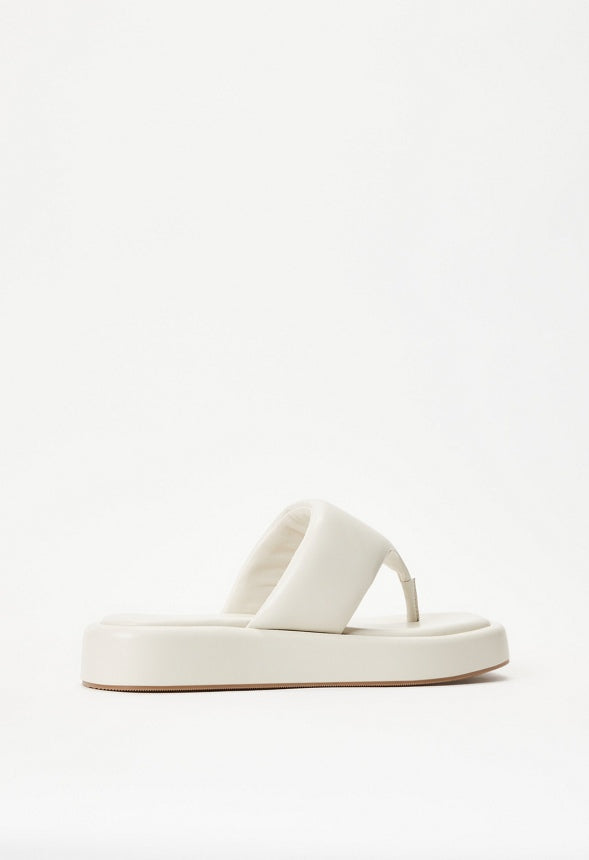 Lola Flat Thong Sandal Birch White