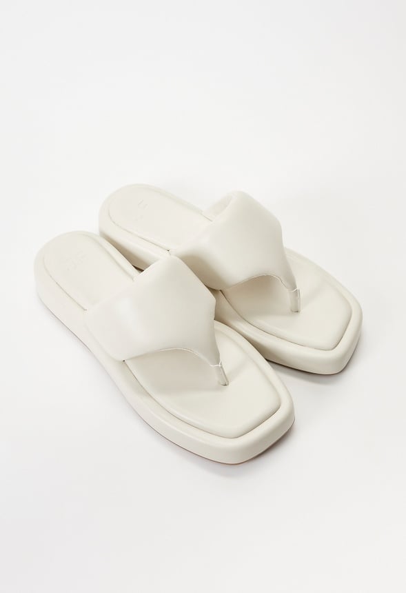 Lola Flat Thong Sandal Birch White