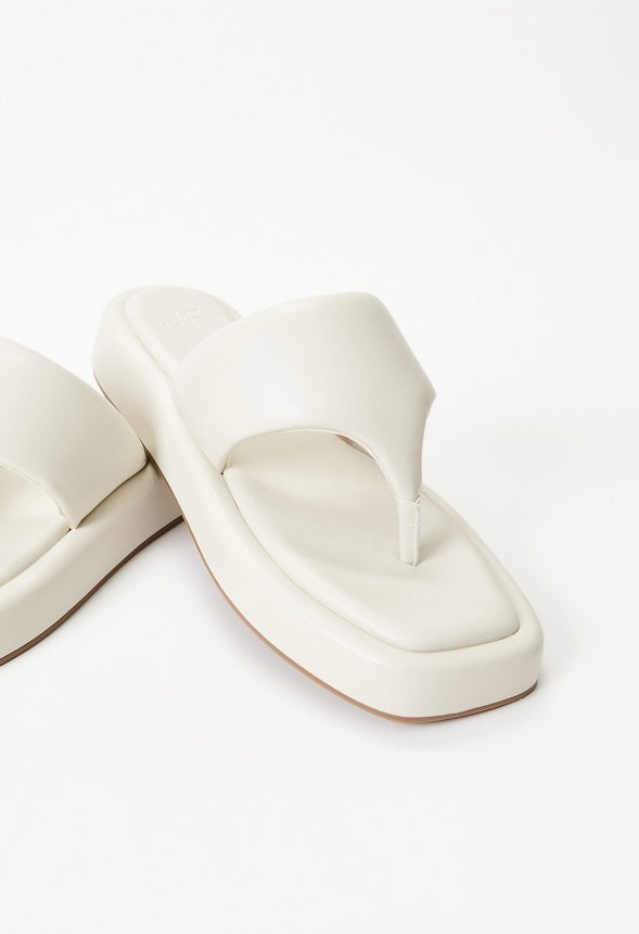 Lola Flat Thong Sandal Birch White
