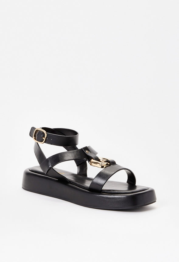 Mabel Flat Gladiator Sandal Black