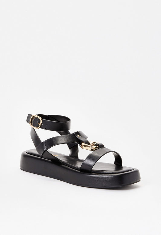 Mabel Flat Gladiator Sandal Black