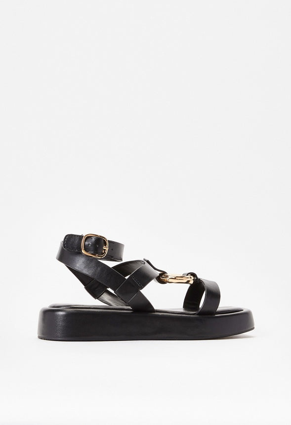 Mabel Flat Gladiator Sandal Black