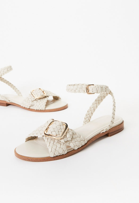 Thea Flat Sandal Birch White