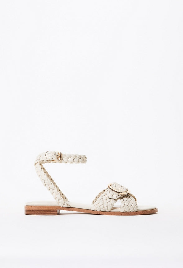Thea Flat Sandal Birch White