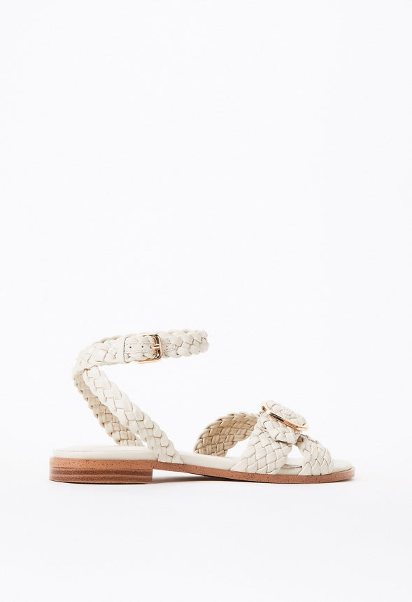 Thea Flat Sandal Birch White