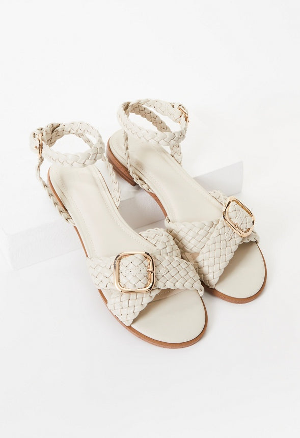 Thea Flat Sandal Birch White