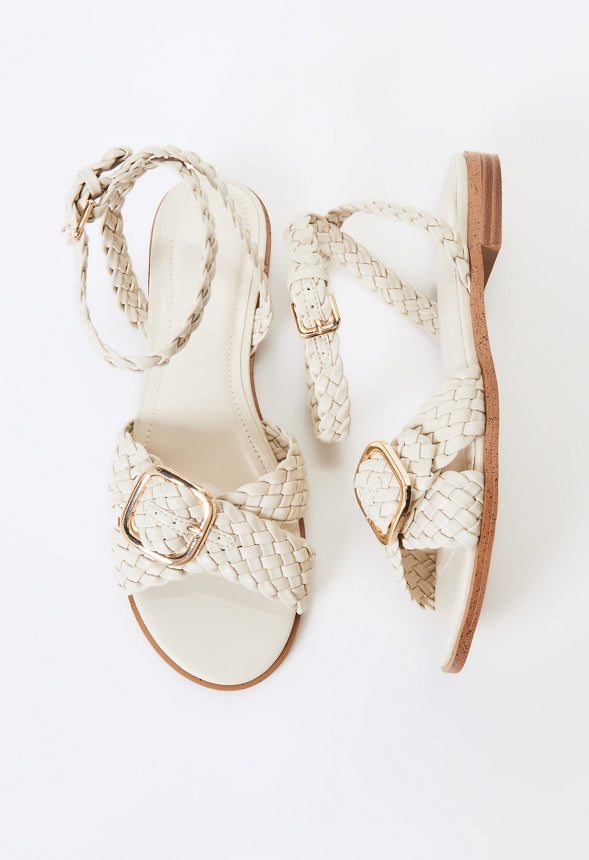 Thea Flat Sandal Birch White