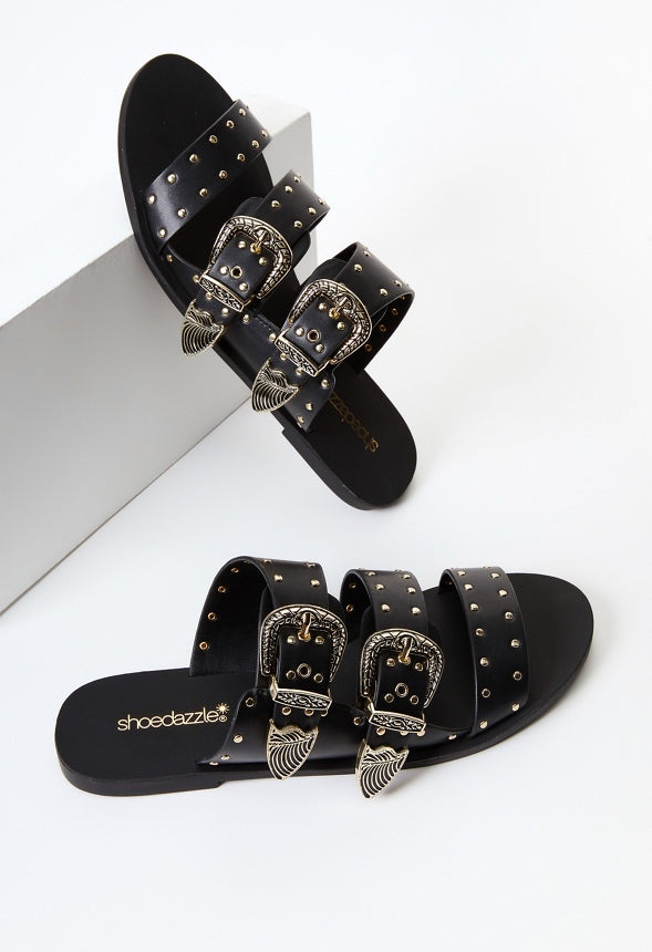 Kyra Flat Slide Sandal Black