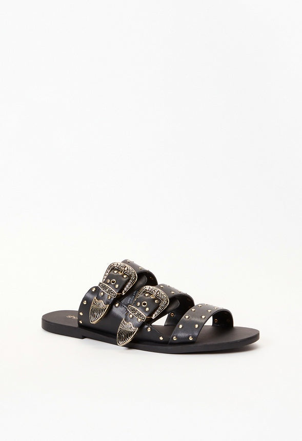 Kyra Flat Slide Sandal Black
