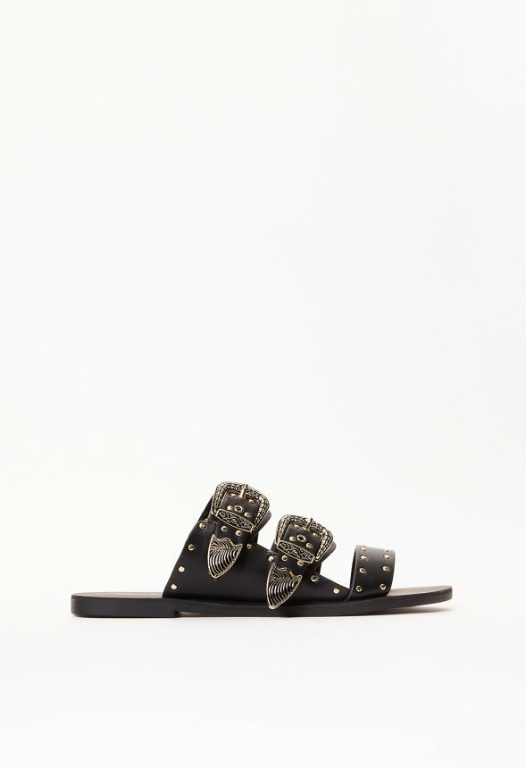 Kyra Flat Slide Sandal Black