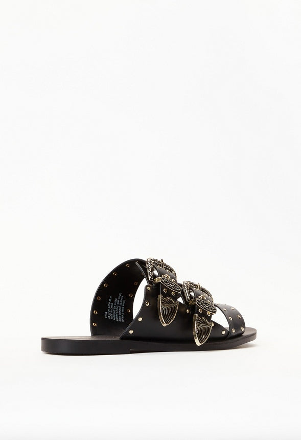 Kyra Flat Slide Sandal Black