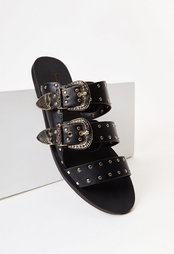 Kyra Flat Slide Sandal Black