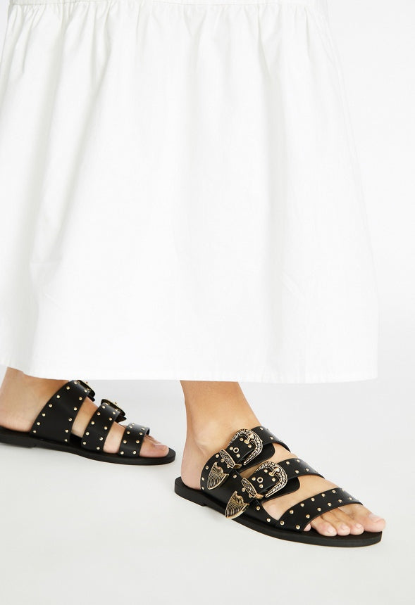 Kyra Flat Slide Sandal Black