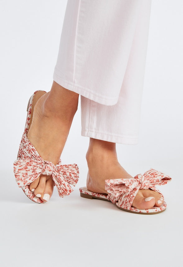 Carmella Flat Slide Sandal Red/ Birch Floral