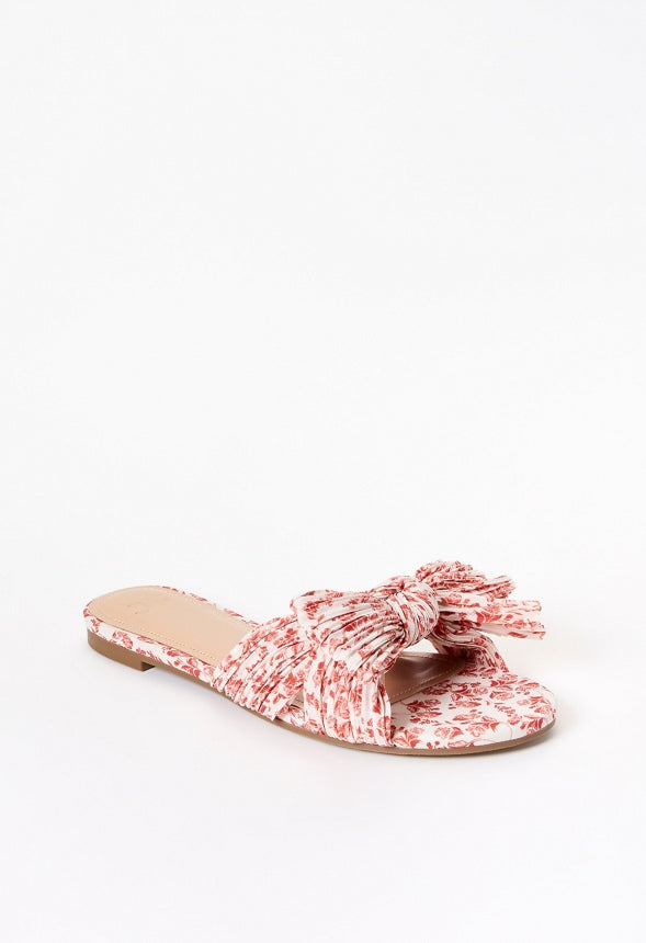 Carmella Flat Slide Sandal Red/ Birch Floral