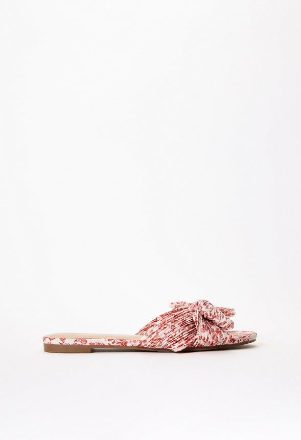 Carmella Flat Slide Sandal Red/ Birch Floral