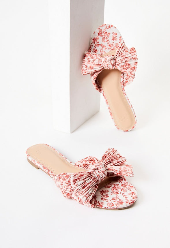 Carmella Flat Slide Sandal Red/ Birch Floral