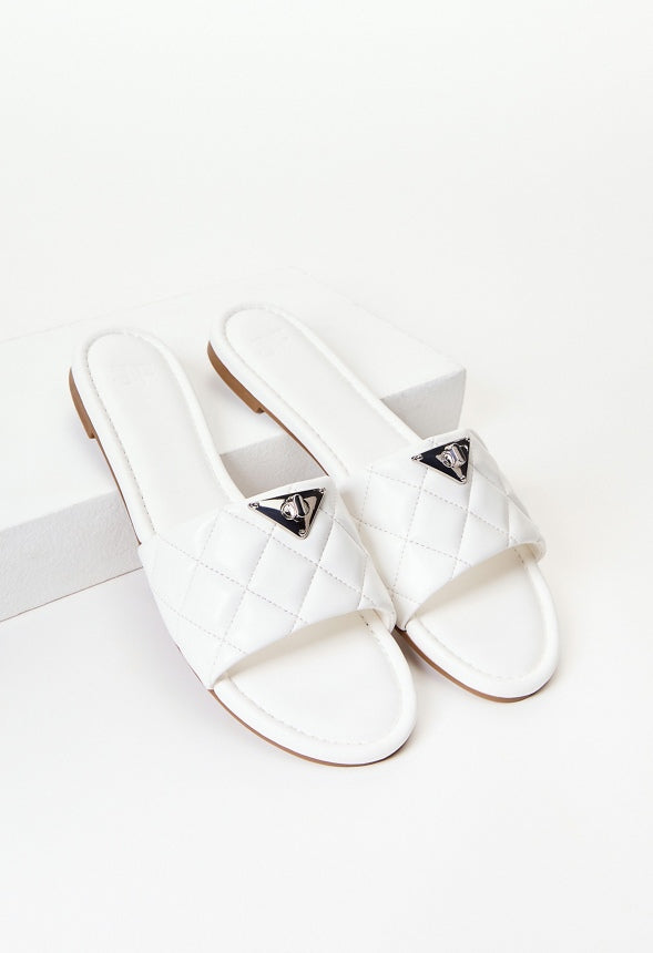 Sophie Flat Slide Sandal Bright White