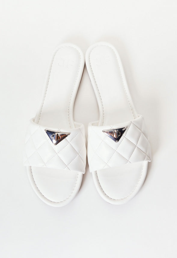 Sophie Flat Slide Sandal Bright White