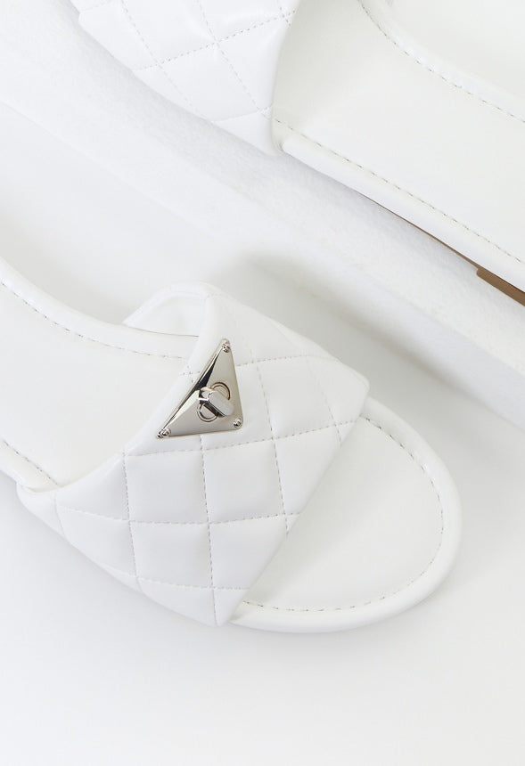 Sophie Flat Slide Sandal Bright White
