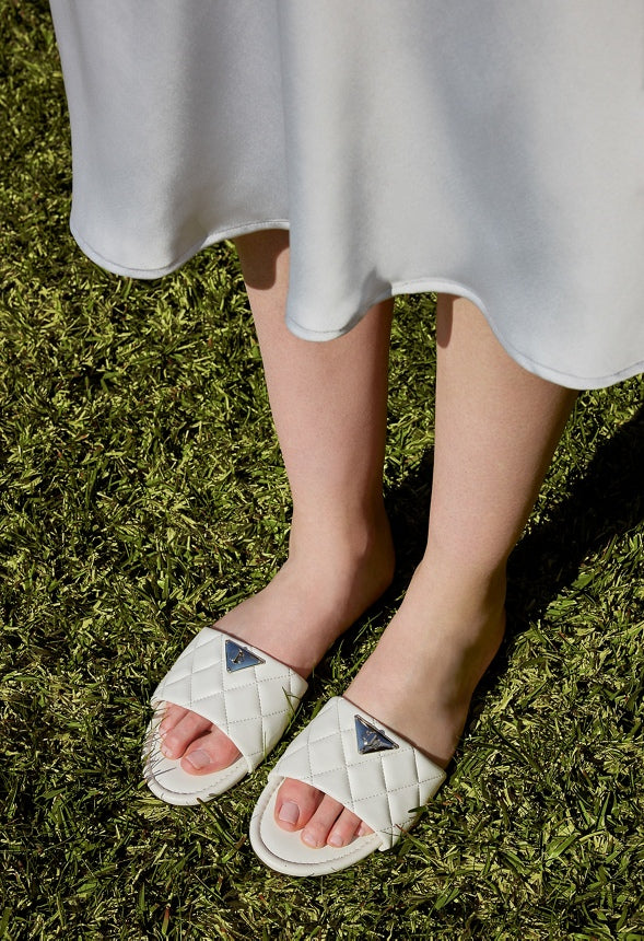 Sophie Flat Slide Sandal Bright White