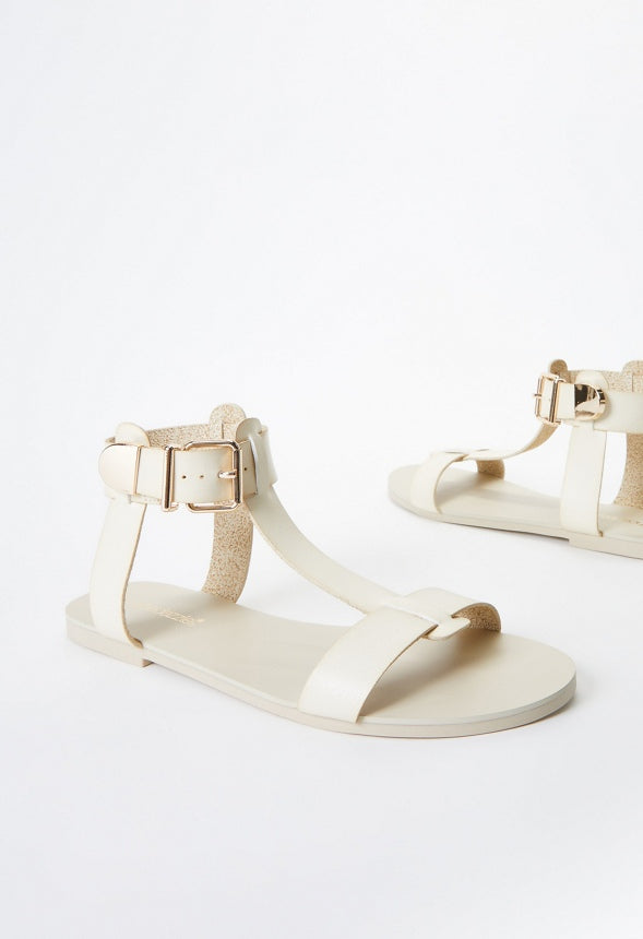 Troian Flat Sandal Birch White