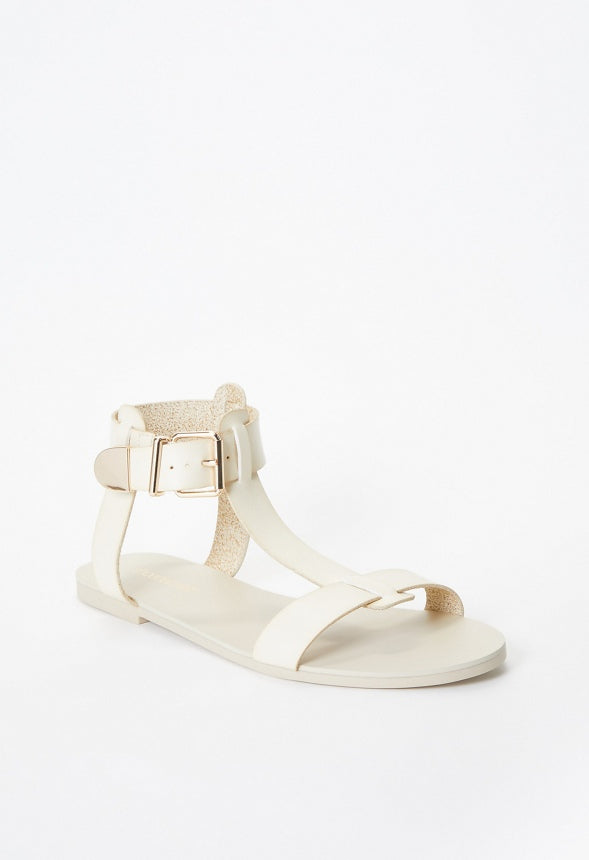 Troian Flat Sandal Birch White