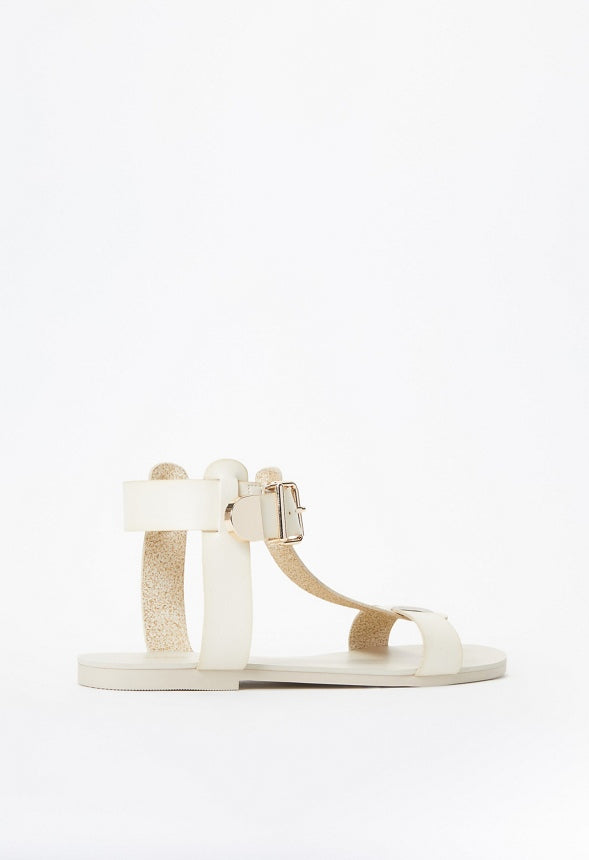 Troian Flat Sandal Birch White